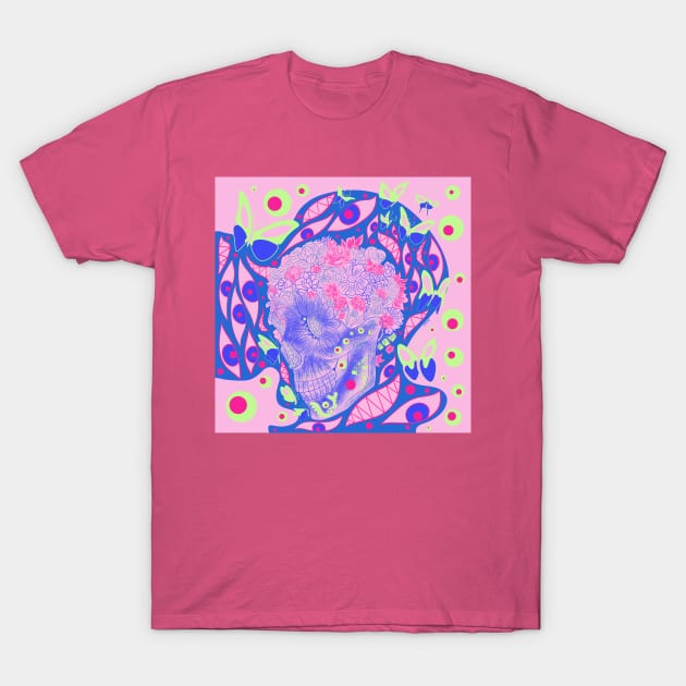 pink buttefly skeleton monster ecopop T-Shirt by jorge_lebeau